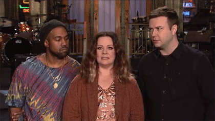 Kanye West does not even pretend to enjoy being in SNL promos“His presence is a present, apparently?
”