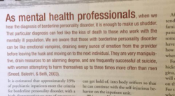 bustysaintclair:  borderlinebluejay:  and people still say psych abuse isn’t real and neurotypicals should be allowed to work/are better than neurodivergent folk in mental health fields 👀👀👀👀 (found in psychotherapy magazine fall 2010)  nice