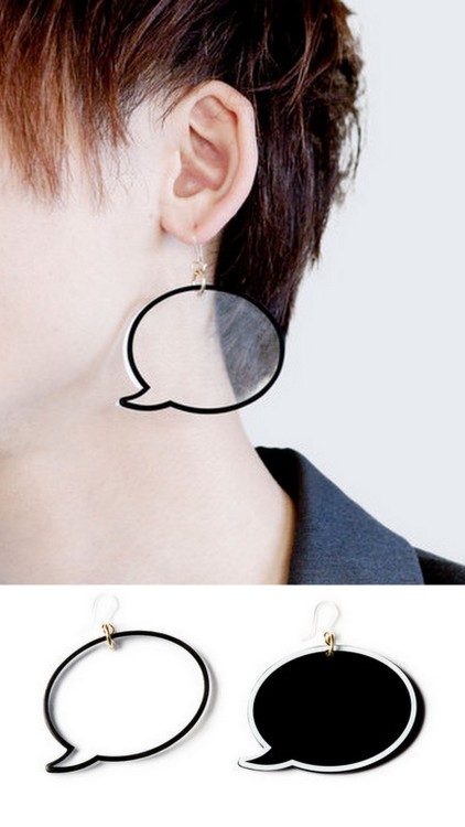 DIY or Buy: $30 Speech Bubble Earrings from Japan here. Or take shrink plastic (shrinky dinks) outli