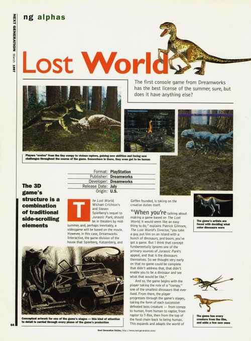  Next Generation #27, March ‘97 - Preview of ‘The Lost World: Jurassic Park’ on PlayStation.