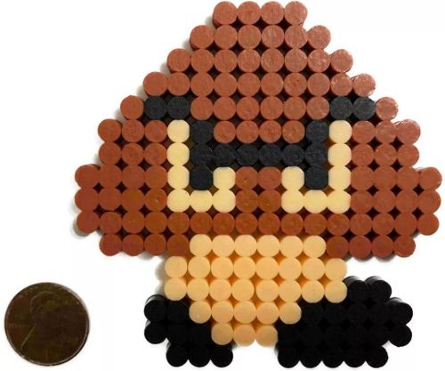 Can you tell I really like the Perler Caps? Here’s a Goomba! - #handmade #game #art #perler #retro #