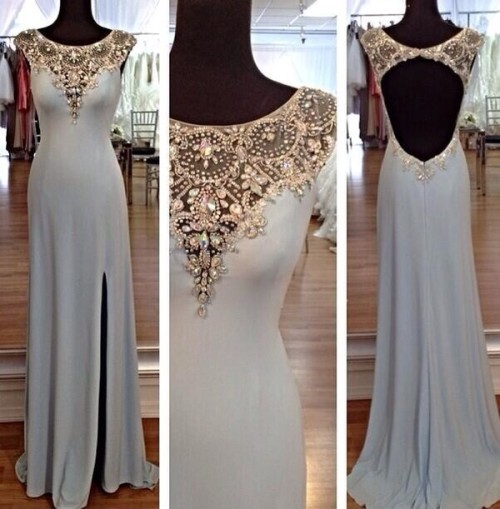 White floor length prom dress