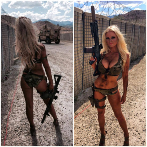norseminuteman:  Zienna Eve is a Danish model that does a lot of work for the tactical/firearms community. The third picture is from her shoot for Hot Shots Calendar, a charity calendar for Help for Heroes a UK charity similar to Wounded Warrior Project. 