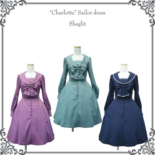 #newarrival "Charlotte"セーラーワンピース Color:#AntiqueRose#LightGreen#Navy Price:¥28,600（¥26,000+