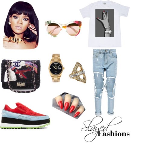 Fashion Friday by slayedfashions featuring how to wear boyfriend jeansWhite shirt / Boohoo blue jean