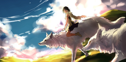 maid-en-china:  Work in progress~ Taking a break from drawing all the urban scenery of Fisheye Placebo. Princess Mononoke is still my favorite Miyazaki film of all time  