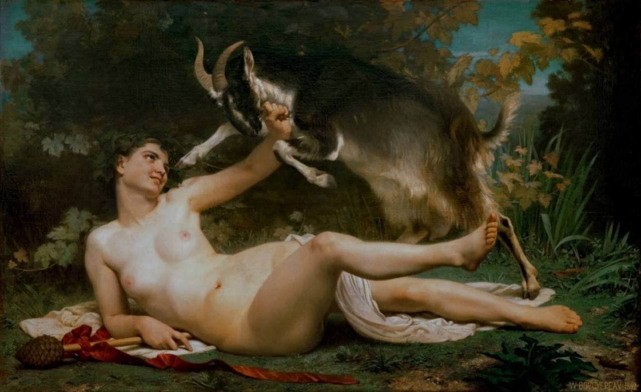 a-voz-do-silencio: “Bacchante with Goat” by William Adolphe Bouguereau   “As