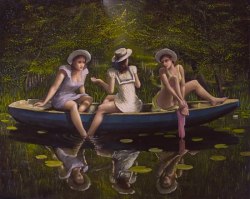 artbeautypaintings:Girls in boat - Terje