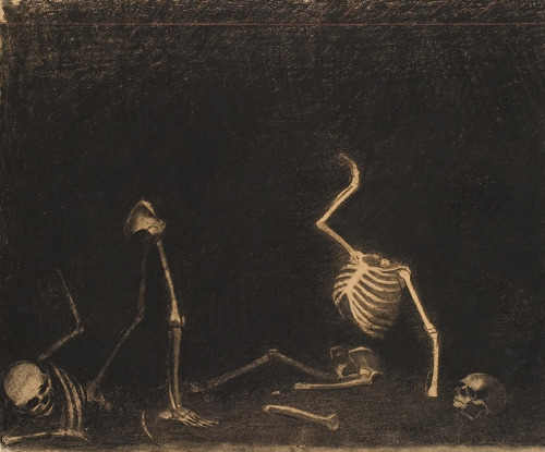 the-cinder-fields:Odilon Redon (1840-1916) Fighting skeletons