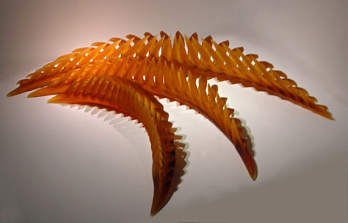 Radiating Amber, Paul SchwiederBlown glass, sandblasted, 6 x 36 x 20, 2009