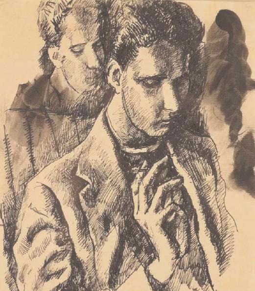 Pavel Tchelitchew - Self-Portrait with Allen Tanner, circa 1924-28.