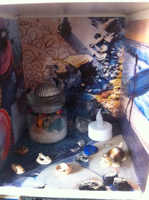 blind-moth:So I’ve made myself a sea shrine. It’s about the sea and water. I’ve put it in a tiny she