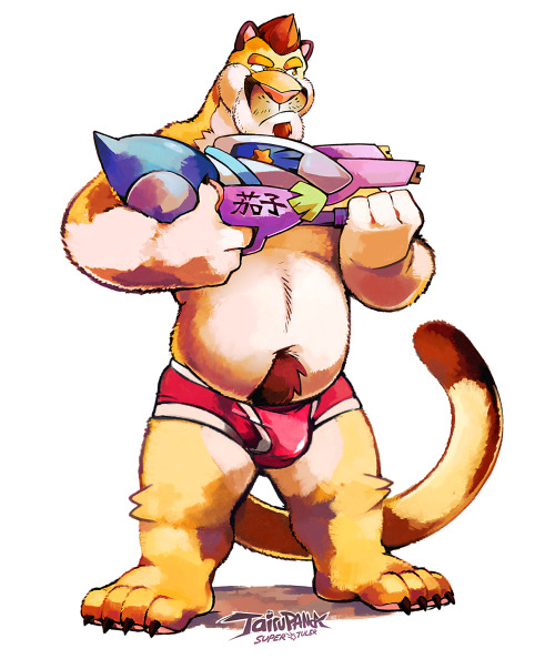 tulerarts:  One last hoorah before the summer comes to an end. Typically cats don’t like the water but this puma sure does… Even if he’s getting his ass handed to him. I tried my best to capture motion and impact with the water balloons, it was