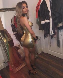Nice gold dress.