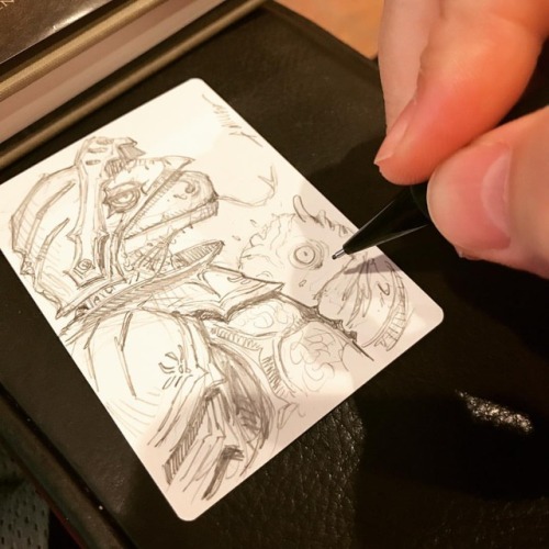 #mtg artist proof #sketch A snake knight on the back of a Kaseto, Orichi Archmage. #mtgartist #parse