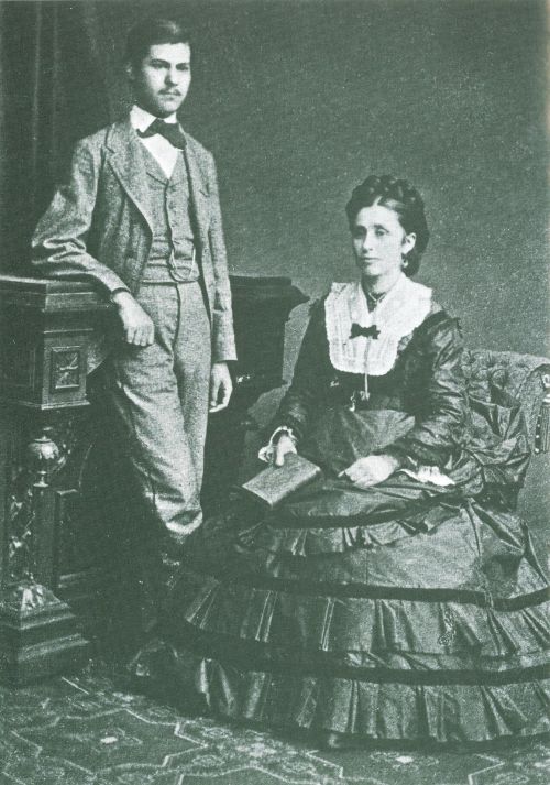 Sigmund Freud at age 16 with his mother, Amalia.