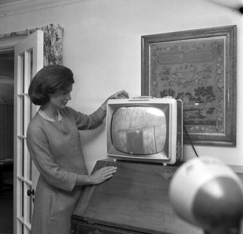 forevercamelot: Jackie Kennedy tunes in the television just before her husband, Senator John F. Kenn