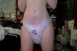 cupcake-loves-diapers:  WOW WOW WOW This silly baby girl got all padded up with two goodnites and three baby diapers;but then she noticed it was bathtime! I had only went tinkle one time and that was not nearly enough to even justify a diaper check! So