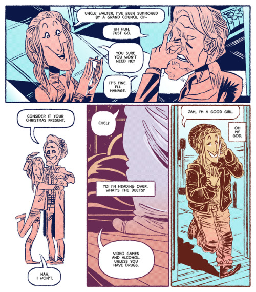 thesisters-comic:   This week: Chel and Walt share the screen for the first time ever even though he