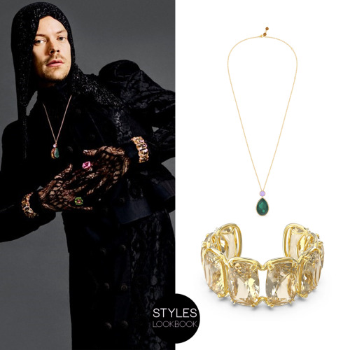  In this shot for Dazed, Harry wears a Swarovski crystal and gold-plated Orbita necklace and Harmoni