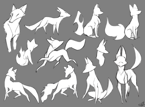 Development sketches for twin fox spirits!
