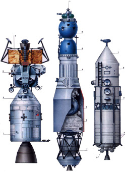 85kr:  US &amp; Soviet Luna expedition complexes  compared  