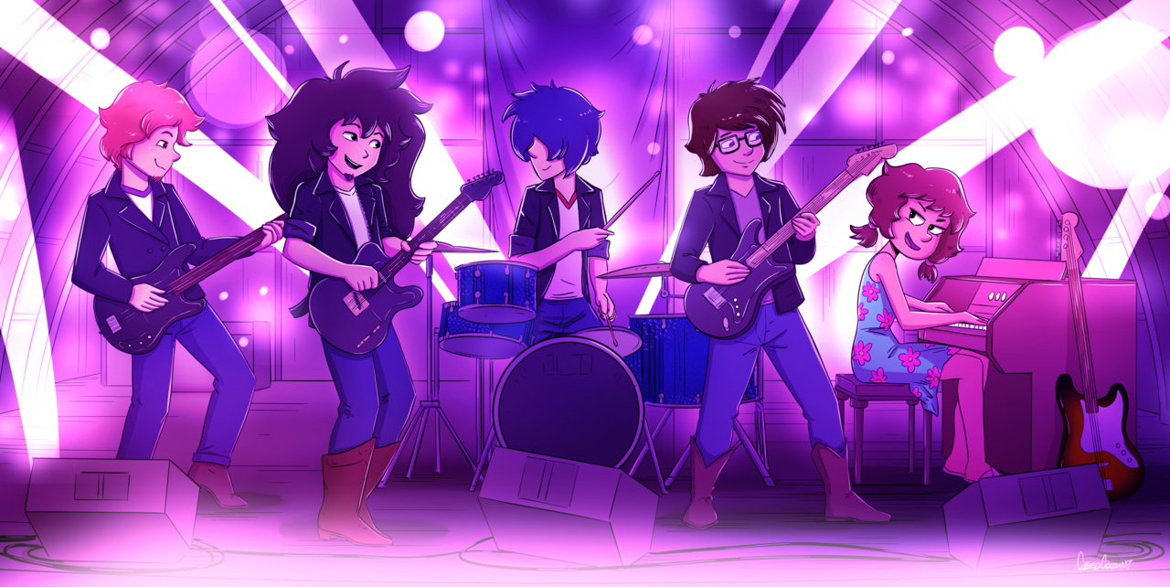 chicagoxjapan:My rock band OC commission, some of these OCs are my girlfriend @weird-stash-gangsta-cat’s
