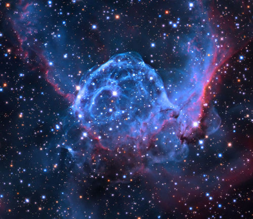 wonders-of-the-cosmos: Thor’s Helmet, NGC 2359 (core) cosmic bubble emission nebula. Date capt