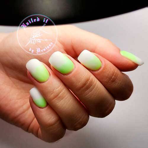 Cute Manicure — Short Lime Green And White Ombre Nails 2021 💗 Tap...