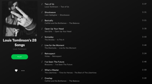 Louis Tomlinson’s 28 Playlist has been updated (previous tracklist HERE)