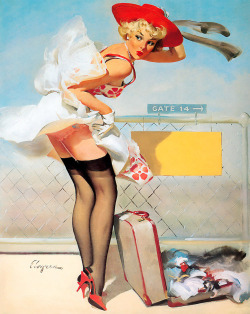 vintagegal:  “Up In The Air” by Gil Elvgren, 1965 