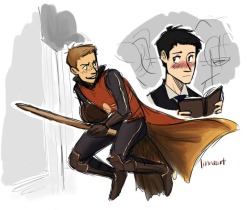 linneart:  dsajfdka; I stayed up so late to finish this but I was so INTO IT. Enjoy a little hogwarts AU!! Just one thing though- their houses. I read somewhere that Dean is a better Hufflepuff because of his devotion to family and everything, and Cas