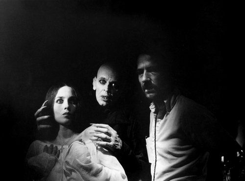 Isabelle Adjani, Klaus Kinski and Werner Herzog on the set of Nosferatu: Phantom der Nacht (1979).