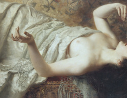suonko:  Female Semi-Nude Reclining with Goblet in Her Right Hand [detail]- Eduard Buchler 