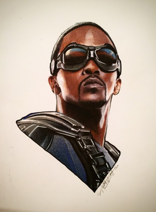 ambayeah:Sam Wilson made using prismacolour pencils, a little something to wind down my week.