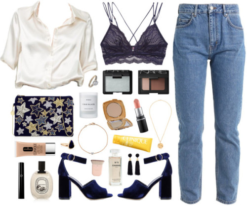 Star Power by sophiehackett featuring byredo candles ❤ liked on PolyvoreBlue jeans / Cosabella bra, 