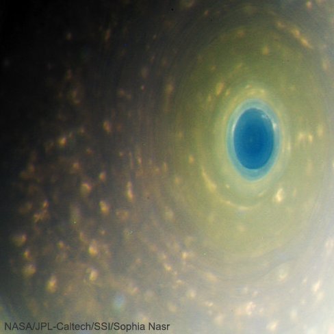 Saturn’s Blue Vortex