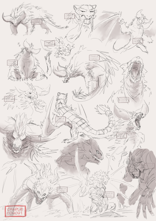 ask-a-rathalos: chachacharlieco: Monster Sketches of my favourite monsters.Because I always draw my 