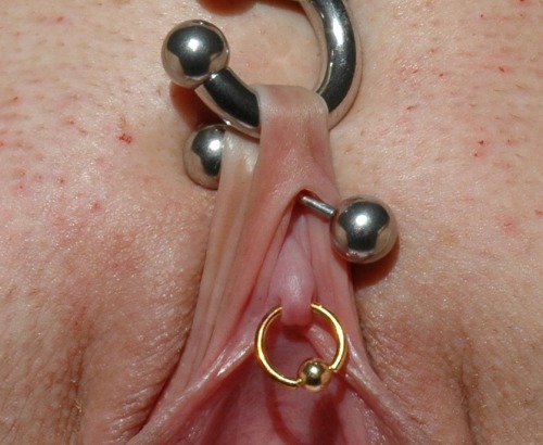 Porn photo Clit and clit hood piercings.