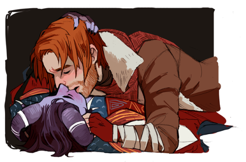 marymauk:bottleshark: Hmmmmmmm. Image description: digital art of Molly and Caleb from Critical Role