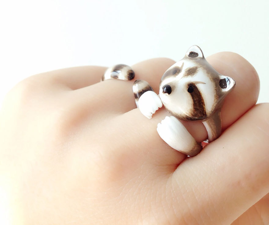 culturenlifestyle:  Adorable Three Piece Rings Transform Into Animals Once Worn Created