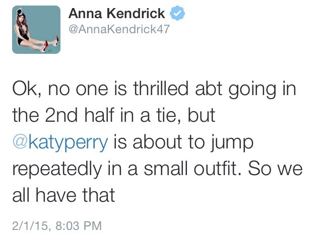 neenerbeener123:  a collection of Anna Kendrick tweets about the halftime show