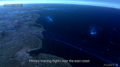 a380flightdeck:A beautiful visualization of the airspace over the UK.