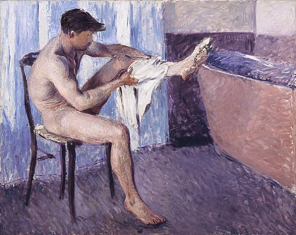 artist-caillebotte:  Man drying his leg, 1884, Gustave CaillebotteMedium: oil,canvas