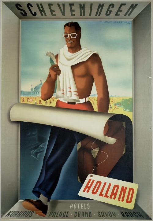 vintagepromotions - Scheveningen travel poster (1949). Artwork...