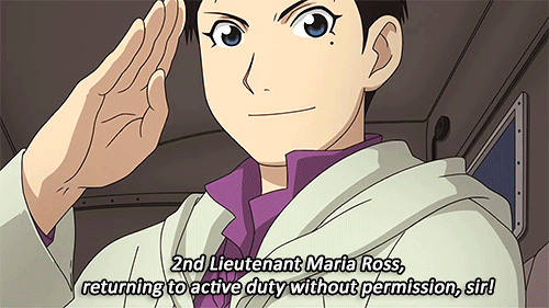 bluelanternrazer:fullmental fma meme: favorite shining moment of an underrated character↳maria ross’