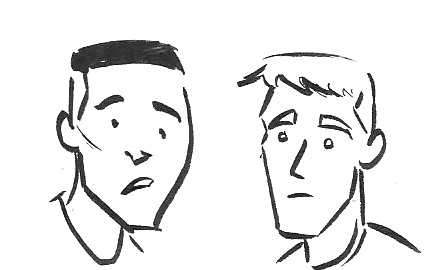 omgcheckplease:  Quick comic I did on the plane.  Ransom and Holster are basically