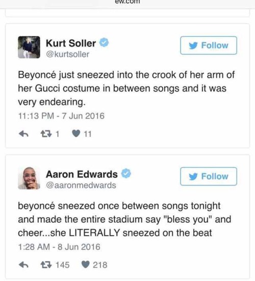 amey-winehouse:  betterthankanyebitch:  legalmexican:  Beyonce’s sneeze gets more headlines than when your fave releases an album   oh my god i’m sick of yall 😂😂😂  Bye 😂😂   Lol!!! I’m actually jealous. Why didn’t she do