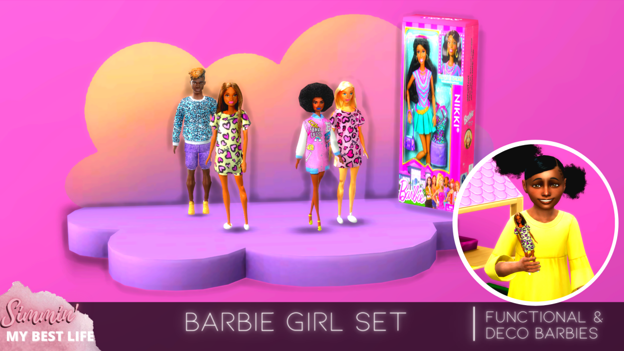 In A Shop There Are 4 Dolls NEW CC RELEASE: BARBIE GIRL FUNCTIONAL DOLL SET +... - SIMMIN' MY BEST LIFE