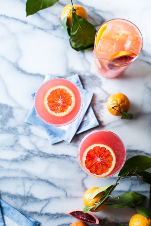 sweetoothgirl:  sparkling citrus, lillet & prosecco punch    Because juice in the morning is important.